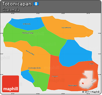 Political Simple Map of Totonicapan, single color outside