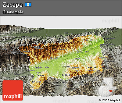 Physical 3D Map of Zacapa, darken, semi-desaturated