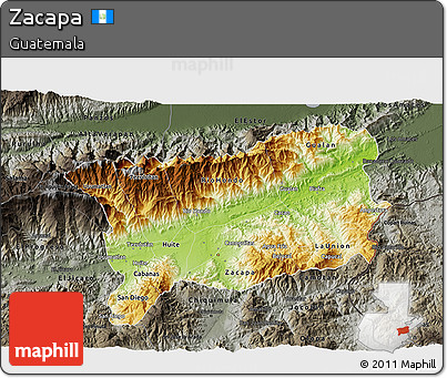 Physical 3D Map of Zacapa, darken, semi-desaturated