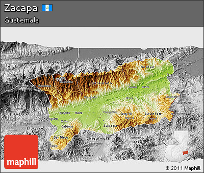 Physical 3D Map of Zacapa, desaturated