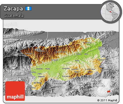 Physical 3D Map of Zacapa, desaturated
