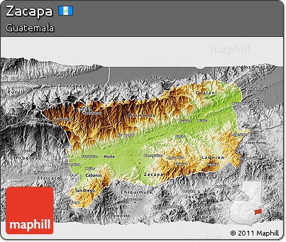Physical 3D Map of Zacapa, desaturated