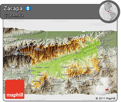 Physical 3D Map of Zacapa, semi-desaturated