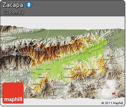 Physical 3D Map of Zacapa, semi-desaturated