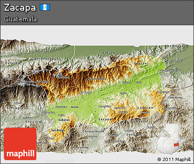 Physical 3D Map of Zacapa, semi-desaturated