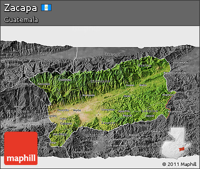 Satellite 3D Map of Zacapa, desaturated