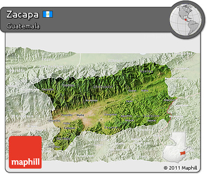 Satellite 3D Map of Zacapa, lighten