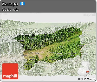 Satellite 3D Map of Zacapa, lighten