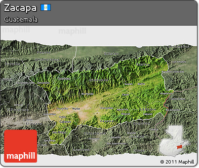 Satellite 3D Map of Zacapa, semi-desaturated