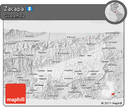 Silver Style 3D Map of Zacapa