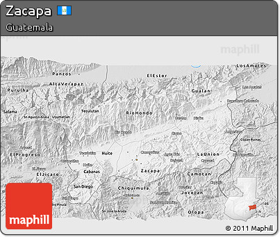 Silver Style 3D Map of Zacapa