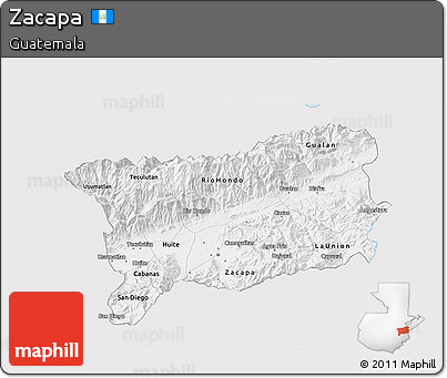 Silver Style 3D Map of Zacapa, single color outside