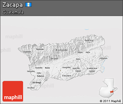 Silver Style 3D Map of Zacapa, single color outside