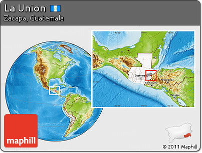 Physical Location Map of La Union, highlighted country, highlighted parent region, within the entire country