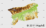 Physical Map of Zacapa, single color outside
