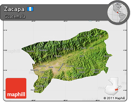 Satellite Map of Zacapa, single color outside