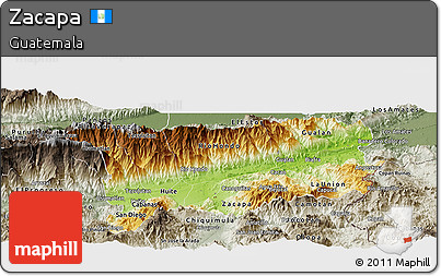 Physical Panoramic Map of Zacapa, semi-desaturated