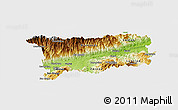 Physical Panoramic Map of Zacapa, single color outside
