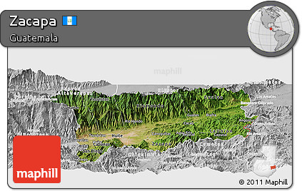 Satellite Panoramic Map of Zacapa, lighten, desaturated
