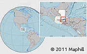 Gray Location Map of Teculutan, highlighted country, highlighted parent region, hill shading