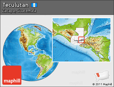 Physical Location Map of Teculutan, highlighted country, highlighted parent region