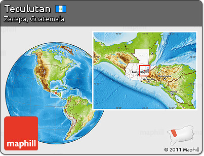 Physical Location Map of Teculutan, highlighted country, highlighted parent region