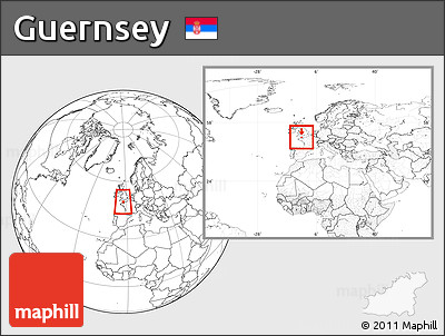 Blank Location Map of Guernsey, within the entire continent