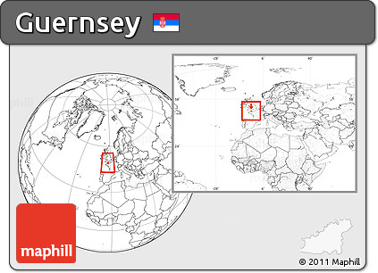 Blank Location Map of Guernsey, within the entire continent