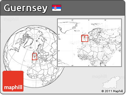 Blank Location Map of Guernsey, within the entire continent