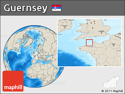 Blank Location Map of Guernsey, shaded relief outside