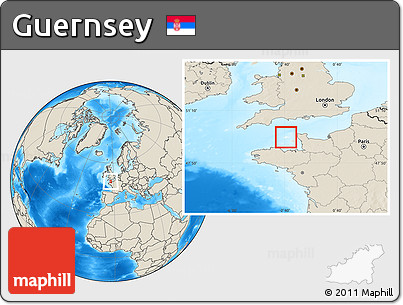 Blank Location Map of Guernsey, shaded relief outside