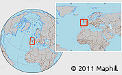 Gray Location Map of Guernsey, within the entire continent