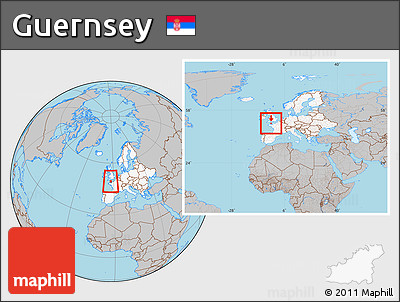 Gray Location Map of Guernsey, highlighted continent, within the entire continent