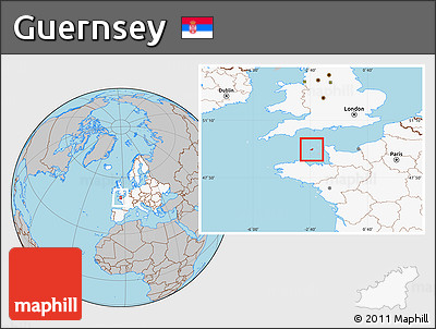 Gray Location Map of Guernsey, highlighted continent