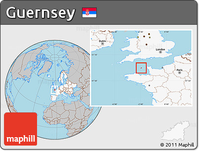 Gray Location Map of Guernsey, highlighted continent