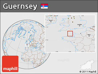 Gray Location Map of Guernsey, lighten, desaturated