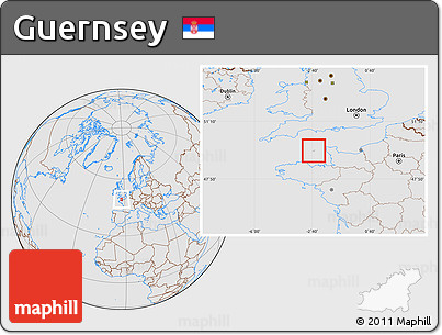 Gray Location Map of Guernsey, lighten, desaturated