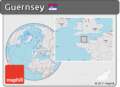 Gray Location Map of Guernsey, lighten, desaturated, land only