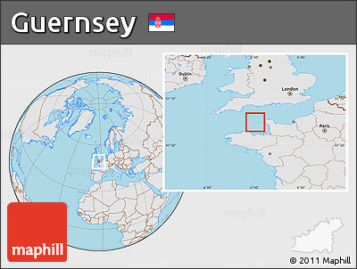 Gray Location Map of Guernsey, lighten, desaturated, land only