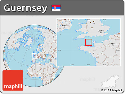 Gray Location Map of Guernsey, lighten, desaturated, land only