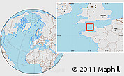 Gray Location Map of Guernsey, lighten, desaturated, land only