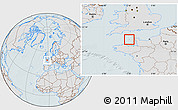 Gray Location Map of Guernsey, lighten, hill shading