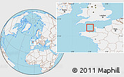 Gray Location Map of Guernsey, lighten, land only