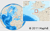 Gray Location Map of Guernsey, shaded relief outside