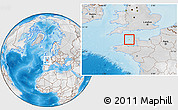 Physical Location Map of Guernsey, lighten, desaturated, land only