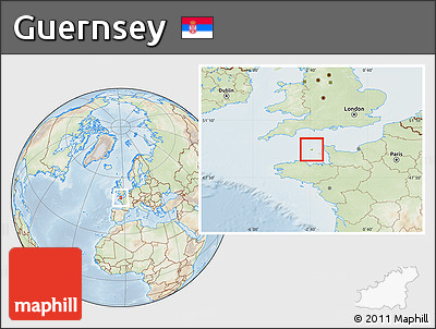 Physical Location Map of Guernsey, lighten