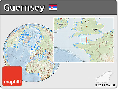Physical Location Map of Guernsey, lighten