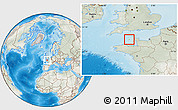 Physical Location Map of Guernsey, lighten, semi-desaturated, land only