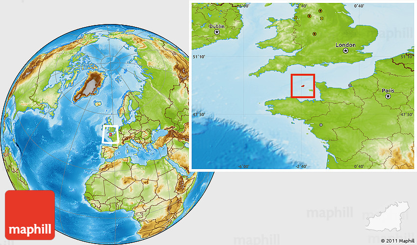 Physical Location Map of Guernsey