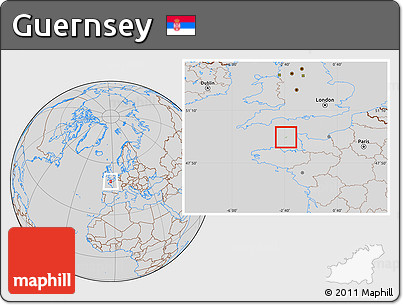 Savanna Style Location Map of Guernsey, lighten, desaturated